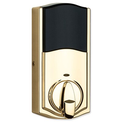 Kwikset SmartCode 916 Series Zigbee Touchscreen Deadbolt with Home Connect, Polished Brass